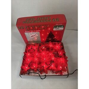 Vintage Strand of Silk Poinsettia Christmas Tree Light 20-Lite Set Enchanted